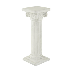 English Elm Pedestal Column Plant Stand Handcrafted Antique White MGO Indoor Outdoor Display N772P522409W