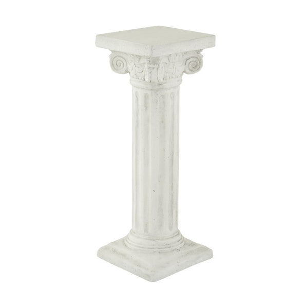 English Elm Pedestal Column Plant Stand Handcrafted Antique White MGO Indoor Outdoor Display N772P522409W