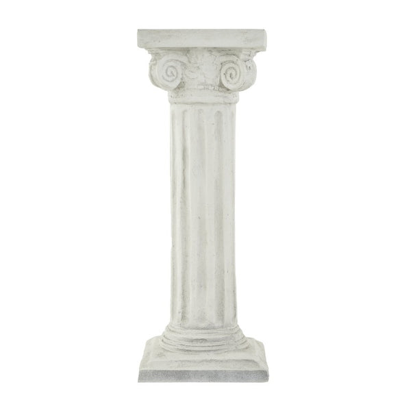 English Elm Pedestal Column Plant Stand Handcrafted Antique White MGO Indoor Outdoor Display N772P522409W
