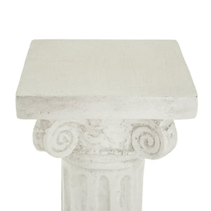 English Elm Pedestal Column Plant Stand Handcrafted Antique White MGO Indoor Outdoor Display N772P522409W