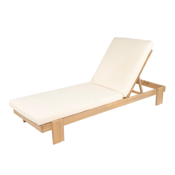 English Elm Outdoor Acacia Hardwood Chaise Lounge Adjustable Poolside Recliner with Cushion N772P523505B