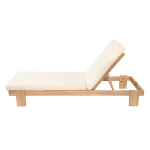 English Elm Outdoor Acacia Hardwood Chaise Lounge Adjustable Poolside Recliner with Cushion N772P523505B