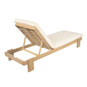 English Elm Outdoor Acacia Hardwood Chaise Lounge Adjustable Poolside Recliner with Cushion N772P523505B