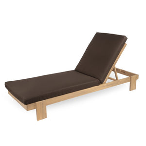 English Elm Outdoor Acacia Hardwood Chaise Lounge Six Position Adjustable Backrest with Café Cushion N772P523505C