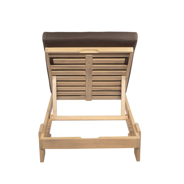 English Elm Outdoor Acacia Hardwood Chaise Lounge Six Position Adjustable Backrest with Café Cushion N772P523505C