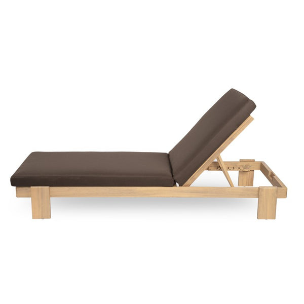 English Elm Outdoor Acacia Hardwood Chaise Lounge Six Position Adjustable Backrest with Café Cushion N772P523505C