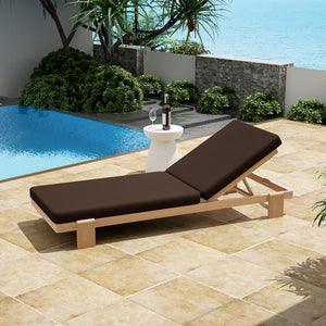 English Elm Outdoor Acacia Hardwood Chaise Lounge Six Position Adjustable Backrest with Café Cushion N772P523505C