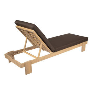 English Elm Outdoor Acacia Hardwood Chaise Lounge Six Position Adjustable Backrest with Café Cushion N772P523505C