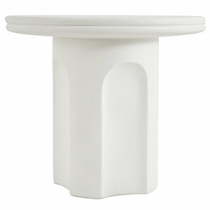 English Elm White Round Pedestal Side Table with Sculptural Base for Modern Minimalist Living Rooms N772P532897W