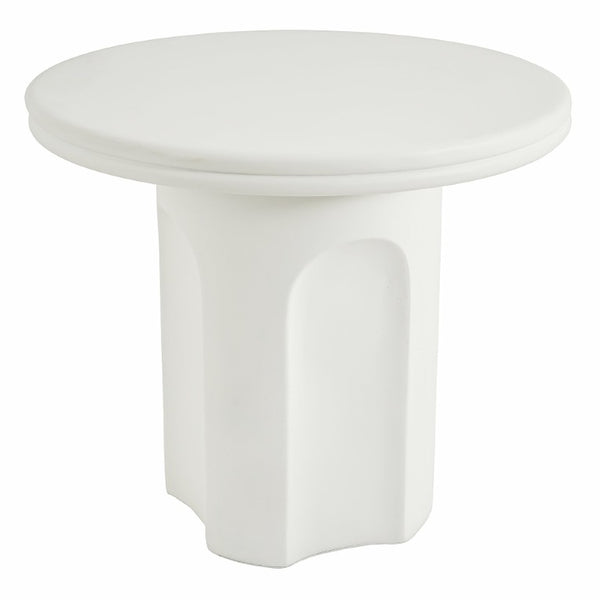 English Elm White Round Pedestal Side Table with Sculptural Base for Modern Minimalist Living Rooms N772P532897W