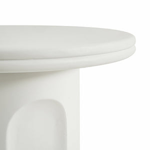 English Elm White Round Pedestal Side Table with Sculptural Base for Modern Minimalist Living Rooms N772P532897W