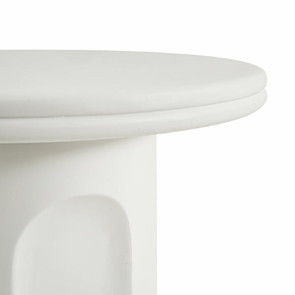 English Elm White Round Pedestal Side Table with Sculptural Base for Modern Minimalist Living Rooms N772P532897W
