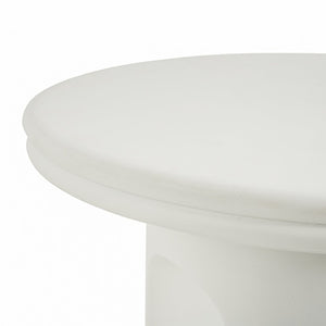 English Elm White Round Pedestal Side Table with Sculptural Base for Modern Minimalist Living Rooms N772P532897W