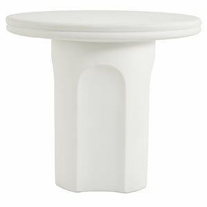 English Elm White Round Pedestal Side Table with Sculptural Base for Modern Minimalist Living Rooms N772P532897W