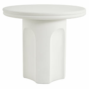 English Elm White Round Pedestal Side Table with Sculptural Base for Modern Minimalist Living Rooms N772P532897W