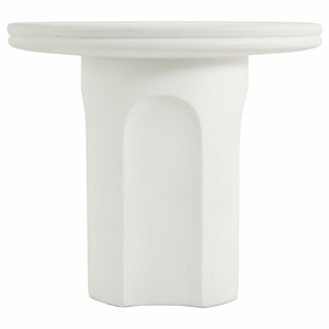 English Elm White Round Pedestal Side Table with Sculptural Base for Modern Minimalist Living Rooms N772P532897W