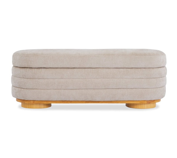 English Elm Modern Channel Tufted Storage Ottoman Bench with Lift Top and Curved Wood Legs Khaki N772P537059K