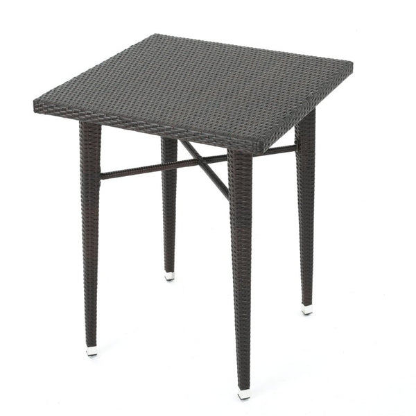 English Elm 32 Inch Outdoor Square PE Rattan Bar Table with Iron Frame for Patio Entertaining N772P555758M