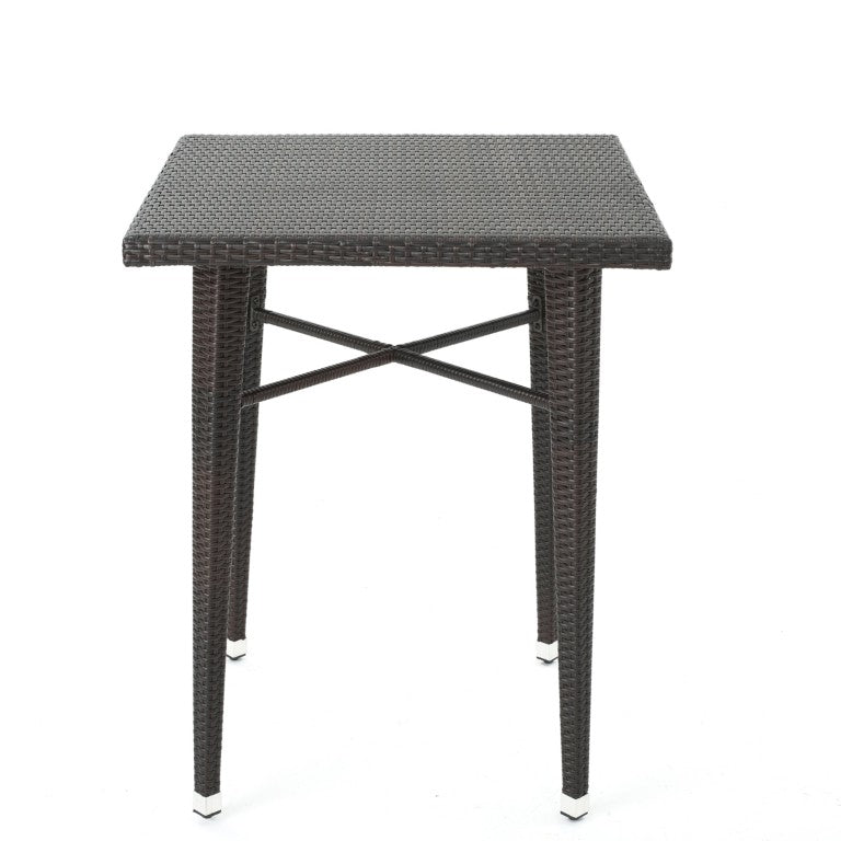 English Elm 32 Inch Outdoor Square PE Rattan Bar Table with Iron Frame for Patio Entertaining N772P555758M