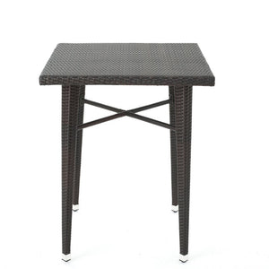 English Elm 32 Inch Outdoor Square PE Rattan Bar Table with Iron Frame for Patio Entertaining N772P555758M