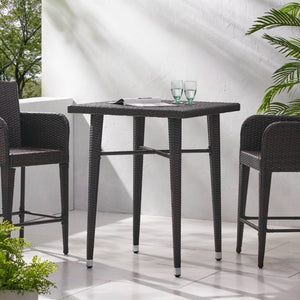 English Elm 32 Inch Outdoor Square PE Rattan Bar Table with Iron Frame for Patio Entertaining N772P555758M