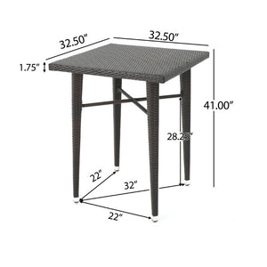 English Elm 32 Inch Outdoor Square PE Rattan Bar Table with Iron Frame for Patio Entertaining N772P555758M