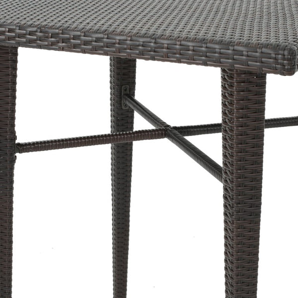 English Elm 32 Inch Outdoor Square PE Rattan Bar Table with Iron Frame for Patio Entertaining N772P555758M