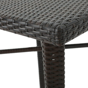 English Elm 32 Inch Outdoor Square PE Rattan Bar Table with Iron Frame for Patio Entertaining N772P555758M