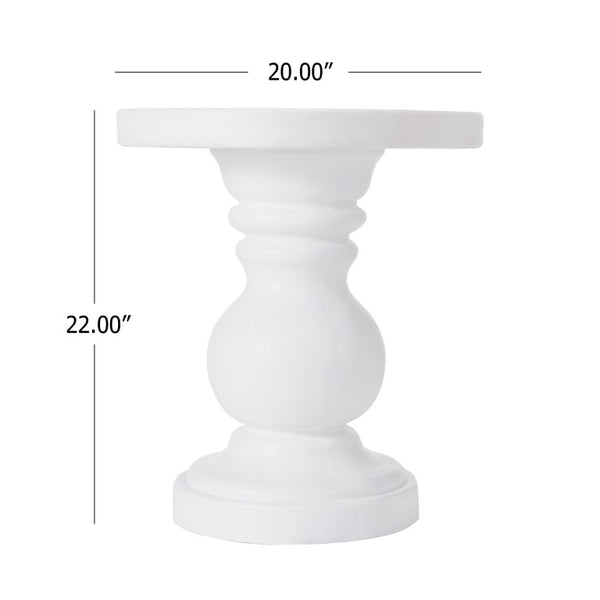 English Elm 20 Inch Handcrafted MgO Cylindrical Side Table Sculptural Indoor Outdoor Modern N772P575442T