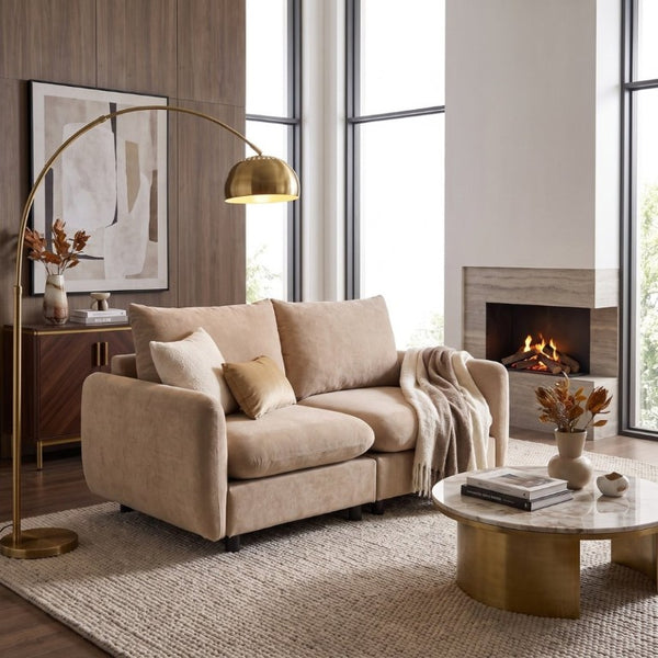 English Elm 69 in Velvet Modular Corner Sectional Sofa with Eucalyptus Frame for Living Room N773IS00001NN