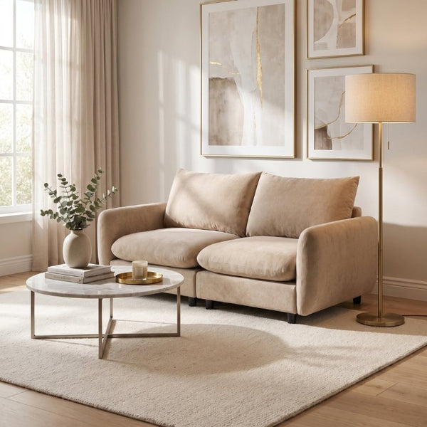 English Elm 69 in Velvet Modular Corner Sectional Sofa with Eucalyptus Frame for Living Room N773IS00001NN