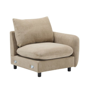 English Elm 69 in Velvet Modular Corner Sectional Sofa with Eucalyptus Frame for Living Room N773IS00001NN