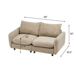 English Elm 69 in Velvet Modular Corner Sectional Sofa with Eucalyptus Frame for Living Room N773IS00001NN