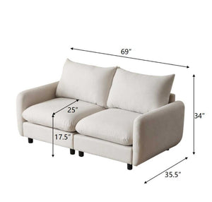 English Elm 69 in Modular Two Seat Sectional Sofa Neutral Fabric Corner Configuration for Living Rooms N773IS00001WW