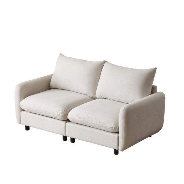 English Elm 69 in Modular Two Seat Sectional Sofa Neutral Fabric Corner Configuration for Living Rooms N773IS00001WW