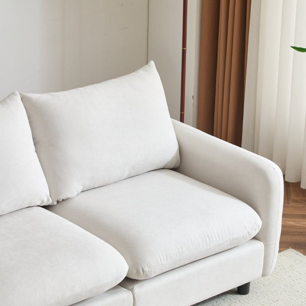 English Elm 69 in Modular Two Seat Sectional Sofa Neutral Fabric Corner Configuration for Living Rooms N773IS00001WW