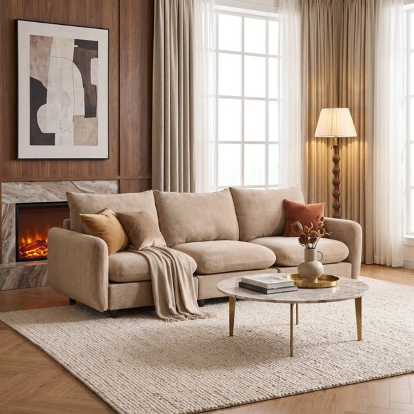 English Elm 99 Inch Modular Velvet Sectional Sofa Three Piece Living Room Couch with Flexible Layout N773IS00003NN