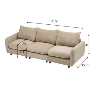 English Elm 99 Inch Modular Velvet Sectional Sofa Three Piece Living Room Couch with Flexible Layout N773IS00003NN