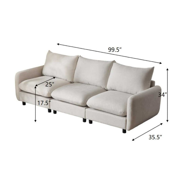 English Elm 99 in Three Piece Modular Sectional Sofa with Eucalyptus Frame and Sand Fabric Finish N773IS00003WW