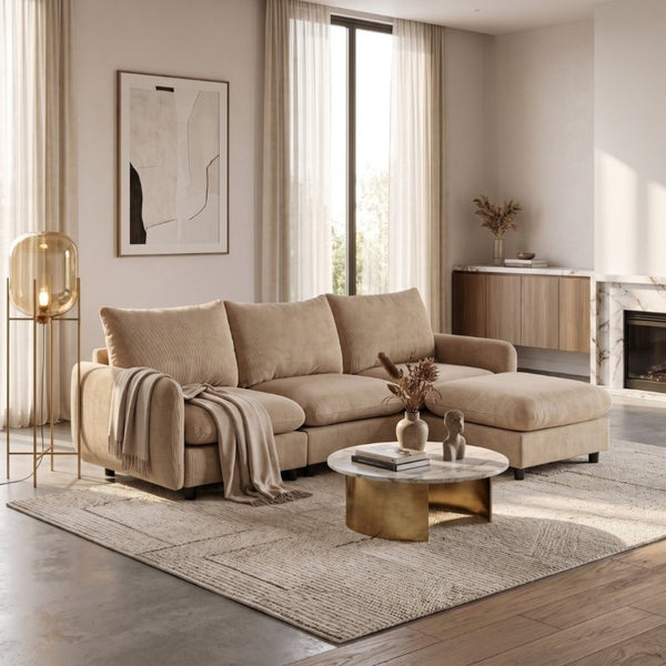 English Elm 99 in Modular Velvet Sectional Sofa with Ottoman Eucalyptus Frame for Living Room N773IS00004NN