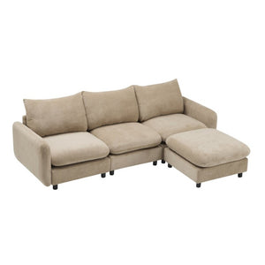 English Elm 99 in Modular Velvet Sectional Sofa with Ottoman Eucalyptus Frame for Living Room N773IS00004NN