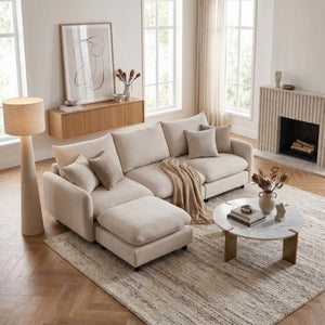 English Elm 99 in Modular L Shaped Sectional Sofa with Ottoman Eucalyptus Frame Living Room N773IS00004WW