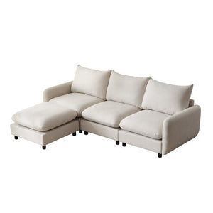 English Elm 99 in Modular L Shaped Sectional Sofa with Ottoman Eucalyptus Frame Living Room N773IS00004WW