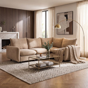 English Elm 99 in Velvet Modular Sectional Sofa Four Piece L Shaped Design for Living Room N773IS00005NN
