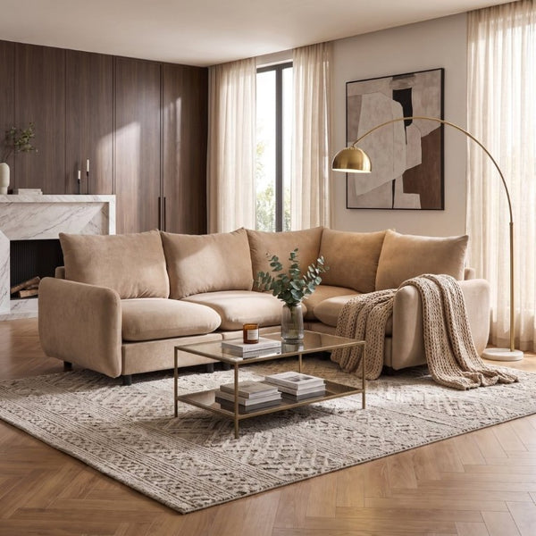 English Elm 99 in Velvet Modular Sectional Sofa Four Piece L Shaped Design for Living Room N773IS00005NN