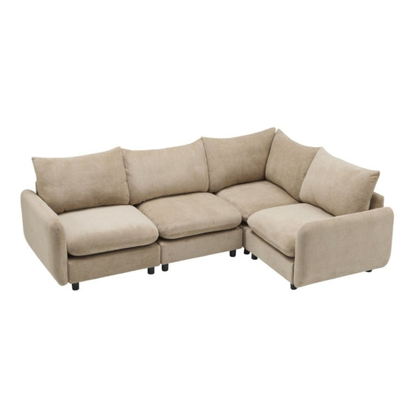 English Elm 99 in Velvet Modular Sectional Sofa Four Piece L Shaped Design for Living Room N773IS00005NN