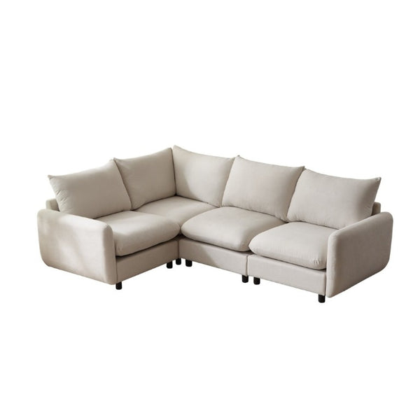 English Elm 99 in Modular L Shaped Sectional Sofa Four Piece Eucalyptus Frame White Sand Fabric N773IS00005WW