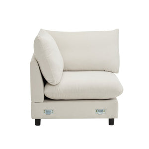 English Elm 99 in Modular L Shaped Sectional Sofa Four Piece Eucalyptus Frame White Sand Fabric N773IS00005WW
