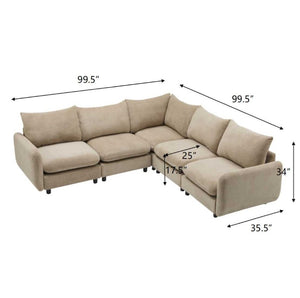 English Elm 99 Inch Modular Velvet Sectional Sofa Five Piece L Shaped Living Room Couch Set N773IS00007NN
