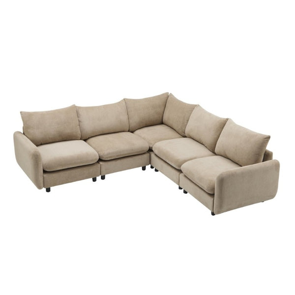 English Elm 99 Inch Modular Velvet Sectional Sofa Five Piece L Shaped Living Room Couch Set N773IS00007NN